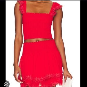 Red Pexito skirt set both xs 
Tagged superdown for exposure